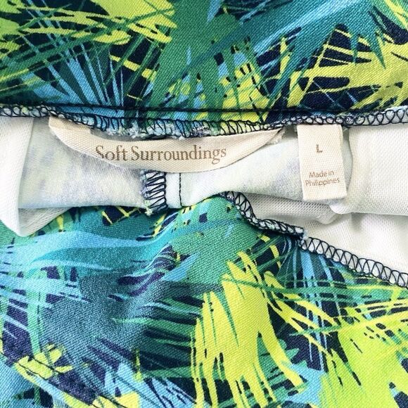 Soft Surroundings Size Large Superla Pull On Pants Skinny Abstract Green Blue - Picture 8 of 9